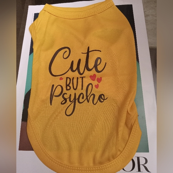 Golden yellow, "Cute, but Psycho" dog tshirt - Picture 2 of 2